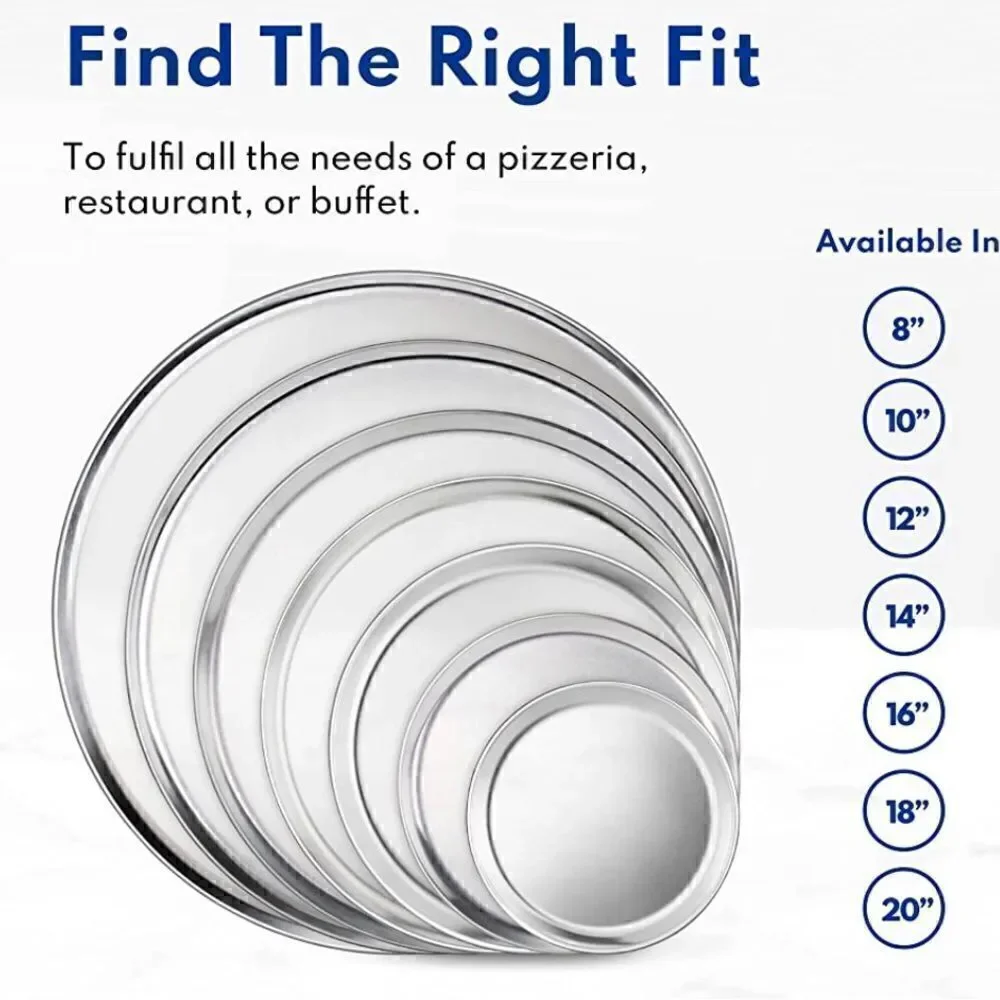 COPY 1- Restaurant-Grade Aluminum Pizza Pan, Tray, Coupe Style, 8-Inch, 6 pack